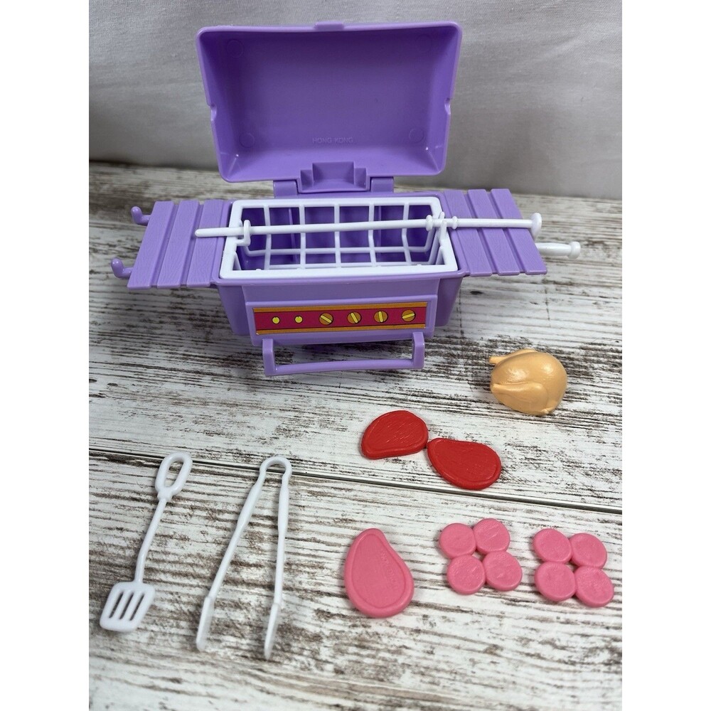 Vtg Barbie Backyard Cookout Purple BBQ Grill Tools Turkey Meat Replacement Parts